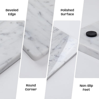 Natural Carrara White Marble Pastry and Cutting Board, 12x20x0.6 Inch, Heavy for Dough Chocolate, Pack of 1