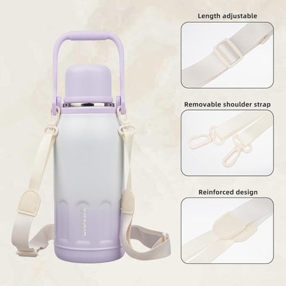 BJPKPK Insulated Water Bottle 40oz Stainless Steel Water Bottles with Handle and Lid Dishwasher Safe Metal Thermos for Sports,Purple Pearl