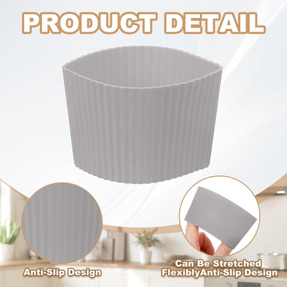 uxcell 6Pack Coffee Cup Sleeves, Reusable Silicone Heat Resistant Cup Protective Sleeve Nonslip Mug Protector Cover for Home Travel Coffee Mug Glasses Water Bottle Boots, Gray