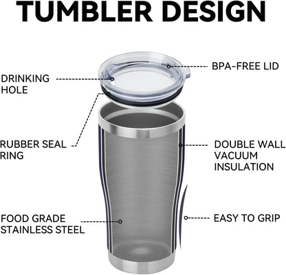 DOMICARE 20oz Tumbler with Lid Stainless Steel Tumblers Bulk, Double Wall Vacuum Insulated Coffee Travel Mug Powder Coated Tumbler, 8 Pack Navy