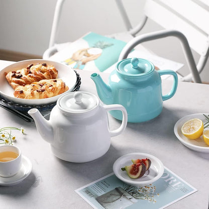 Sweejar 35 oz Porcelain Tea Pot, Teapot with Removable 18/8 Stainless Steel Infuser, Microwave & Dishwasher Safe Tea Maker, Tea Infuser Pots for Blooming loose Leaf Tea,Chrismas Women Gift (Turquoise)