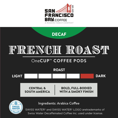 San Francisco Bay Compostable Coffee Pods - DECAF French Roast (80 Ct) K Cup Compatible including Keurig 2.0, Dark Roast, Swiss Water Processed
