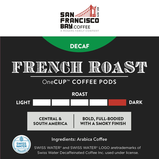 San Francisco Bay Compostable Coffee Pods - DECAF French Roast (80 Ct) K Cup Compatible including Keurig 2.0, Dark Roast, Swiss Water Processed