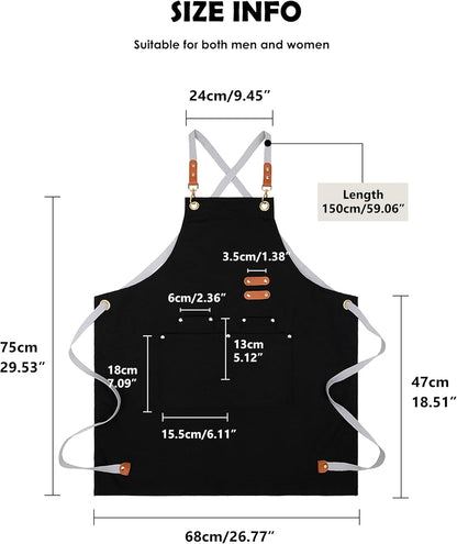 Lisianthus 2 Pack Adjustable Bib Aprons for Women with Pockets, Men's Kitchen Cooking Apron