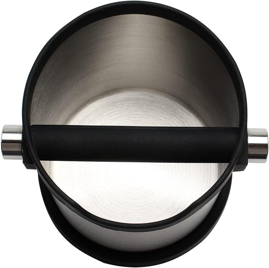 Espresso Knock Box, Capacity 60.8oz/1800ML Stainless Steel Coffee Grounds Container Waste Bin Coffee Tools for Barista and Non-slip Base (Silver)