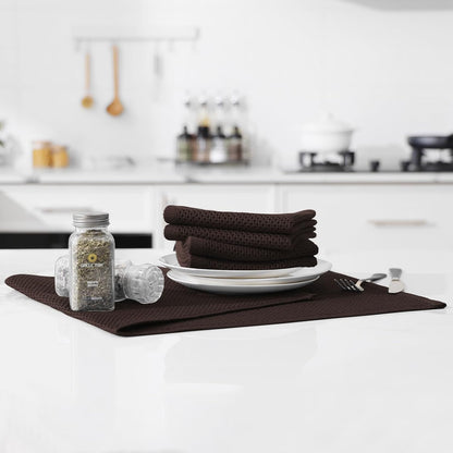 Kitinjoy 100% Cotton Waffle Weave Kitchen Towels, 12-Pack Super Soft and Absorbent Dish Towels for Drying Dishes, Kitchen Hand Towels, 13 in x 28 in, Dark Brown
