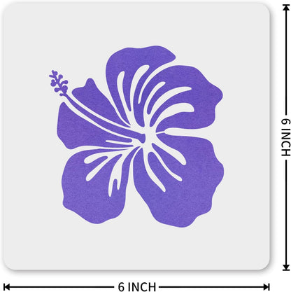 MAGJUCHE Hibiscus Stencil 6 Inches, Reusable Spring Flower Stencil for Painting DIY Crafts Decor