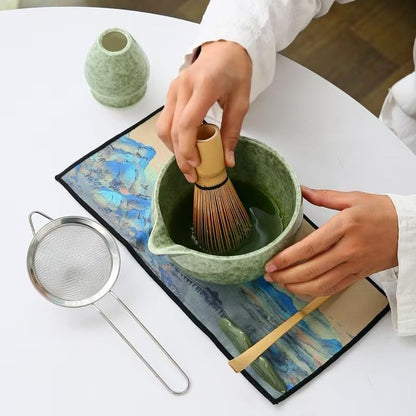 Matcha Set, 7 Pieces, Matcha Bowl with Spout, Whisk, Holder, Bamboo Scoop, Stainless Steel Sifter Matcha color