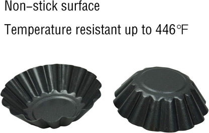 12 Pack Egg Tart Pan, Non-stick Carbon Steel Tartlet Tins, Mini Pie Mould, Muffin Cupcake Pudding Baking Cup Maker - for Pies, Chinese Egg Tart, Cakes (Big Size 3"x 0.9")