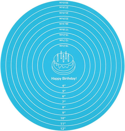 Silicone Baking Mat Cake Mat Silicone Cake Mat Silicone Baking Mat with Measurements for CakeTurntable Stand Non-Stick Heat Resistant Pastry Baking Sheet -Blue