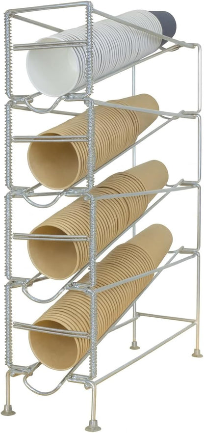 Stainless Products Ltd Sleek 23.74" Stainless Steel Vertical Cup Dispenser - 4 Compartments for Effortless Storage & Display, Space-Saving & Durable Design