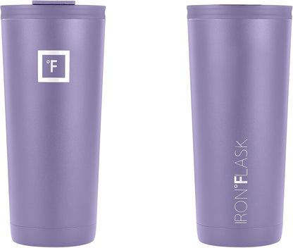 IRON °FLASK Classic Tumbler - Vacuum Insulated Stainless Steel Water Bottle, Double Walled, Drinking Cup, Insulated Travel Mug (Lavender, 24 oz Solid Lid)