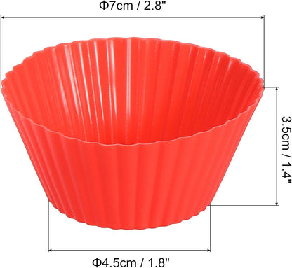 uxcell 18Pcs Silicone Cupcake Liners, Non-Stick Baking Cups, for Cooking Eggs, Baking Muffins and Make a Cake(Red)