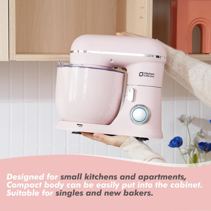 Kitchen in the Box Stand Mixer, 3.5QT Two Bowls Small Kitchen Electric Mixer, 10-Speed Portable Lightweight Matte Finish with Egg Whisk, Dough Hook, Beater (Rose Pink, 3.5QT)