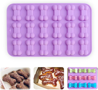 homEdge Jumbo Puppy Dog Paw (6 Cavity) and Bone Molds, Non-Stick Food Grade Silicone Dog Treats Molds, Silicone Mold for Chocolate, Candy, Jelly, Ice Cube, Dog Treats (Set of 4PCS)