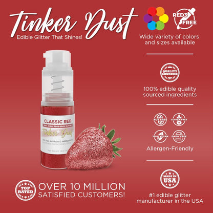 Bakell - Classic Red Tinker Dust (4g, 1x Mini Spray Pump) Edible Glitter for Food, Desserts, and Beverages!