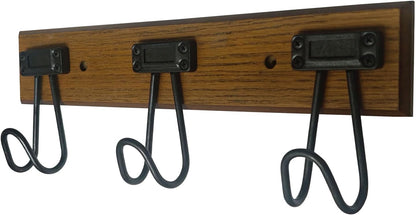 16" Wall Mounted Heavy Duty Label Hook Rack with 3 Hooks, for Hanging Coat, Hat, Jacket or Towel, Fit for Entryway, Hallway, Bedroom, Bathroom, Walk-in Closet and More - Brown/Black