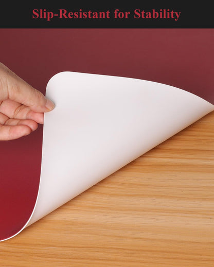 Wine Red Plastic Table Cover Protector, 36" x 60" Waterproof Easy Flat PVC Desk Pad Mat, 1.5mm Thick Rectangle Vinyl Table Top Protector for Dining Room Table, Office, Dresser