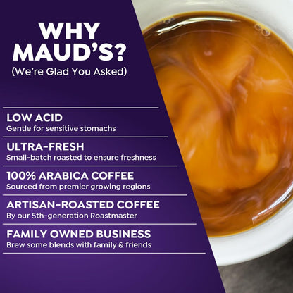 Maud's Huckleberry Flavored Coffee Pods, 18 ct, Medium Roast Flavored Coffee in Recyclable Single Serve Pods – 100% Arabica Beans, Compatible with Keurig K Cups Maker