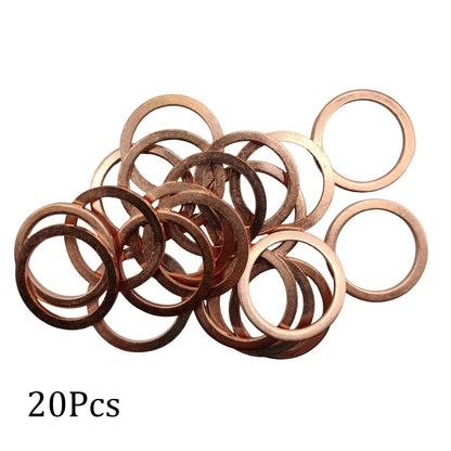 M22 Flat Washer Copper Sealing Ring, 22mm ID 28mm OD 1.5mm Thickness Metric Sealing Gasket, 20 Pieces