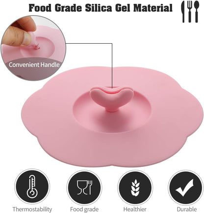 Silicone Cup Covers (Set of 4) ， Multicolored Silicone Lids for Mugs, Cups, Tea Pots,Flexible Mug Covers，Hot Cup Lids for Coffee & Tea