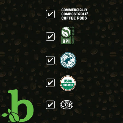 beaniac Organic Bean Me Up Coffeehouse Blend, Medium Roast, Single Serve Compostable K Cup Coffee Pods, Organic Arabica Coffee, Keurig Brewer Compatible, 30 Count