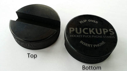 The Original Indestructible Hockey Puck Phone Stand - The Best Universal Smartphone Stand Compatible for All iPhone/Samsung/Google/LG Smartphones. Made from a Real Hockey Puck (2 Pack)