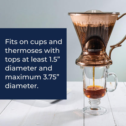 Clever Coffee Dripper and Filters, Large 18 oz, Original Classic Design, Safe BPA Free Plastic, dripper coffee maker, drip coffee maker pour over, 100 filters, coaster and lid