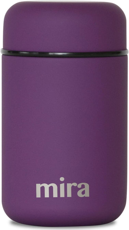 MIRA Insulated Food Jar Thermo for Hot Food & Soup, Compact Stainless Steel Vacuum Lunch Container for Meals To Go - 13.5 oz, Purple