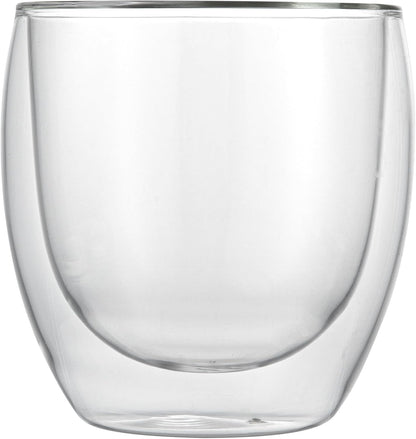 Restaurantware-Forma Professional 8.5 Ounce Double Wall Coffee Cups, 12 Insulated Latte Glasses - Dishwashable, Reusable, Clear Glass Beverage Cups, Freezable, For Hot Or Cold Beverages
