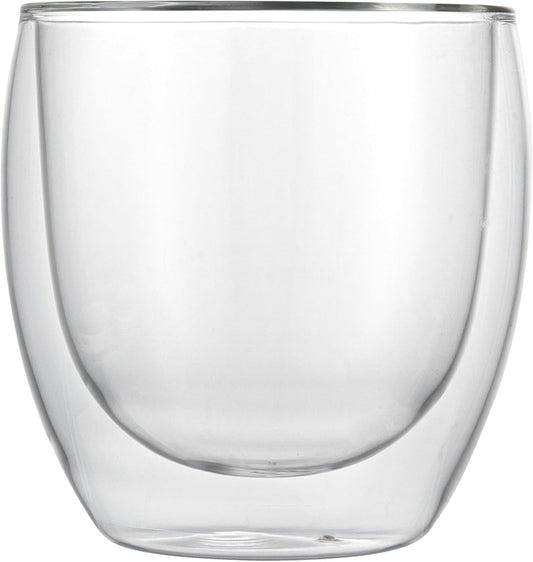 Restaurantware-Forma Professional 8.5 Ounce Double Wall Coffee Cups, 12 Insulated Latte Glasses - Dishwashable, Reusable, Clear Glass Beverage Cups, Freezable, For Hot Or Cold Beverages