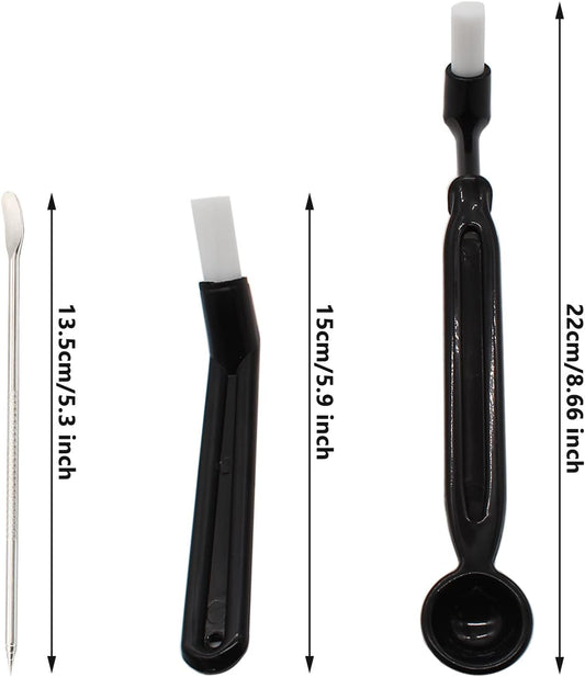 Coffee Machine Cleaning Brush, Nylon Espresso Machine Brush Coffee Cleaning Tool Set with Spoon for Espresso Machine Group Head, Pack of 3