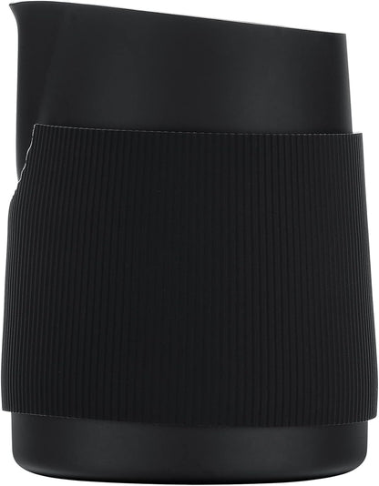 Normcore Handleless Milk Pitcher - Espresso Steaming Pitcher with Round Spout - 18/8 Stainless Steel Milk Frothing Jug, Black Non-Stick - Premium Barista Tools - Black - 15.2 oz (450 ml)