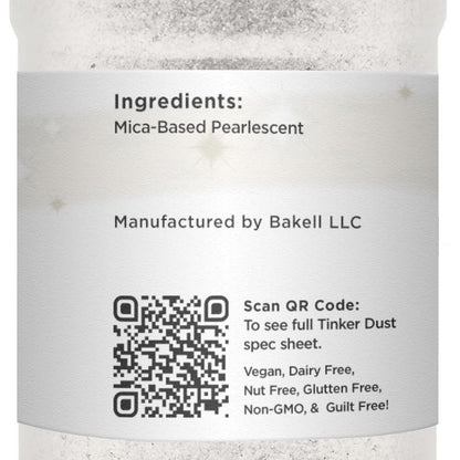 BAKELL White Edible Glitter, 25 Grams | TINKER DUST Edible Glitter | KOSHER Certified | 100% Edible Glitter | Cakes, Cupcakes, Cake Pops, Drinks, Dessert Vegan Glitter & Dusts (45g Shaker, White)
