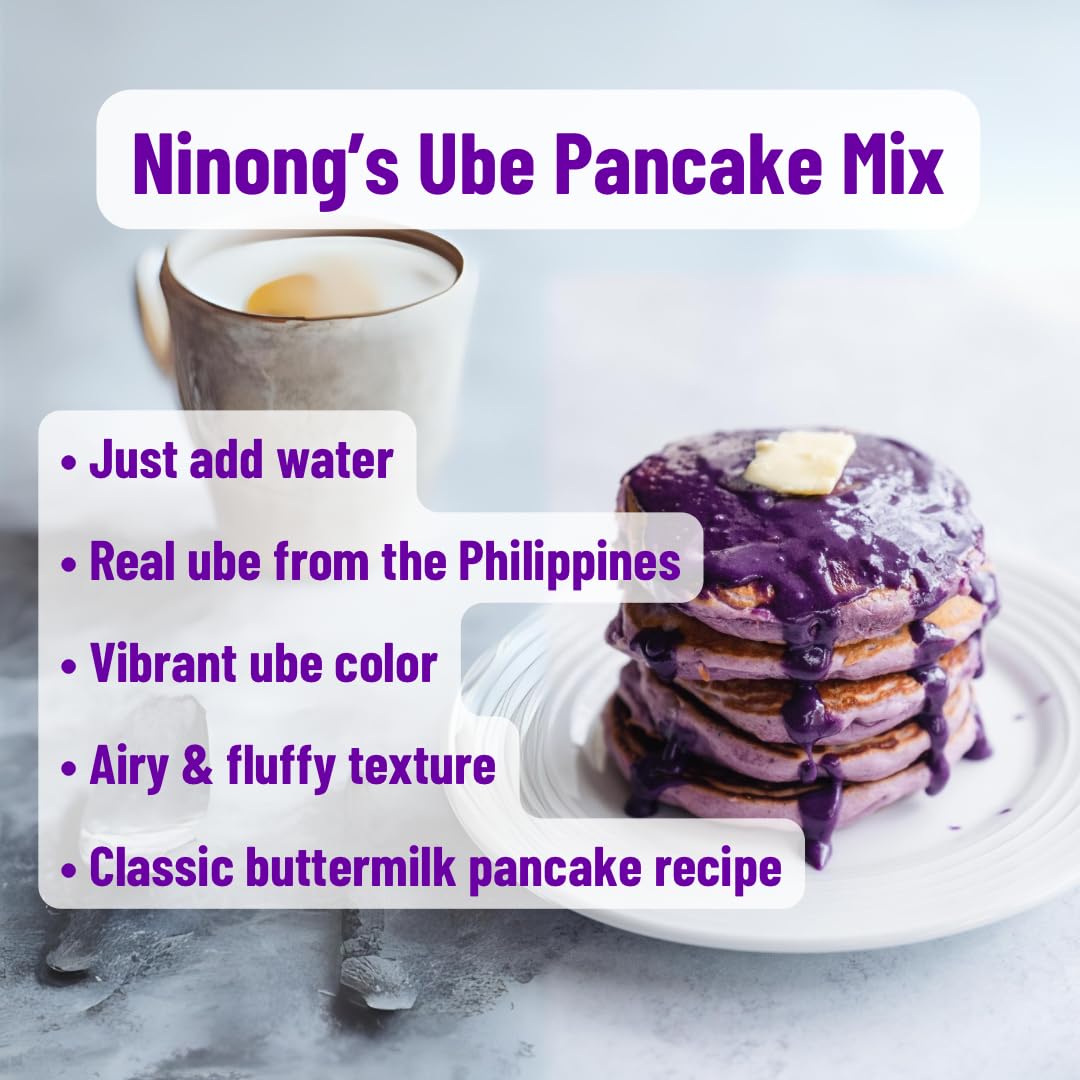 Ninong's Dessert Lab Ube Pancake Mix, Ube Flavored Buttermilk Pancake Mix with Real Ube, Makes Ube Cakes, Waffles, Crepes and more, Just Add Water (2 Pounds)