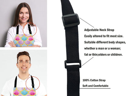 Mermaid scales Kitchen Cooking BBQ Chef Apron, Watercolor fish scales Apron for Men, Women - Dad Gifts, Gifts for Men - Birthday, Mothers Day Gifts for Mom, Wife, Husband, Brother, Friends