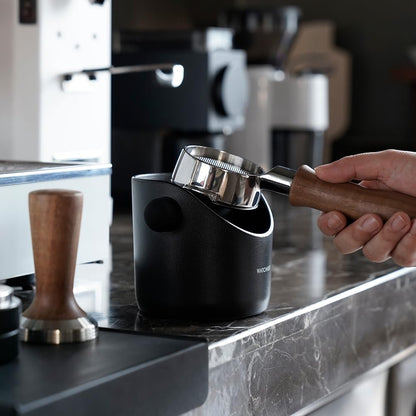 Espresso Knock Box,watchget Coffee Knock Box with Durable Knock Bar Space-Saving Coffee Ground Bin Non-Slip Base, Small Espresso Dump Bin