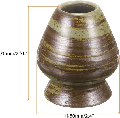 HARFINGTON Ceramic Chasen Stand 70mm Matcha Whisk Holder Teas Set Whisks Stand Traditional Matcha Tea Chasen Holder Tea Set Accessories for Tea Tasting, Brown