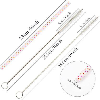 50 Pack Reusable Straws, BPA-Free, 9" Colorful Hard Plastic Stripe Drinking Straw for Mason Jar Tumbler, Family or Party Use with Cleaning Brush