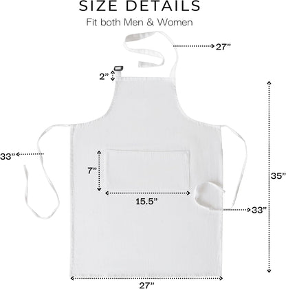RAJRANG 100% Cotton Cooking Apron with 3 Pockets Kitchen Chef BBQ Adjustable Bib Aprons for Women Men