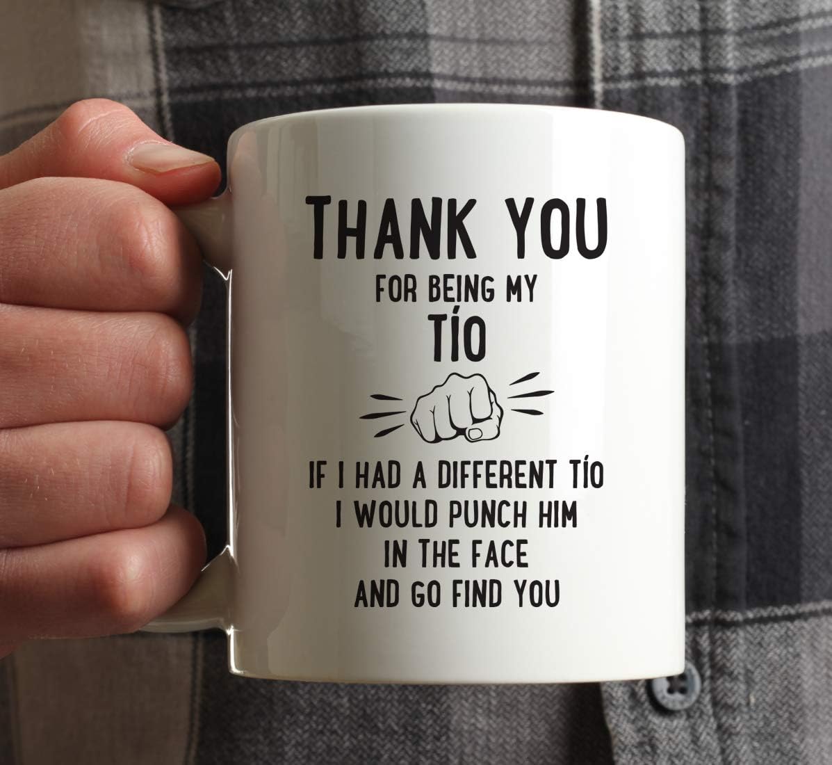 Andaz Press Funny Family 11oz. Coffee Mug Gift, Thank You for Being My Tío, Punch in Face, 1-Pack, Christmas Birthday Drinking Cup Present Ideas