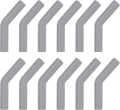 uxcell 12Pcs Silicone Straw Tips, Silicone Straw Elbows Tip, Soft Reusable Metal Straw Covers Fit for 10mm/0.39" OD Stainless Steel Straws, Grey