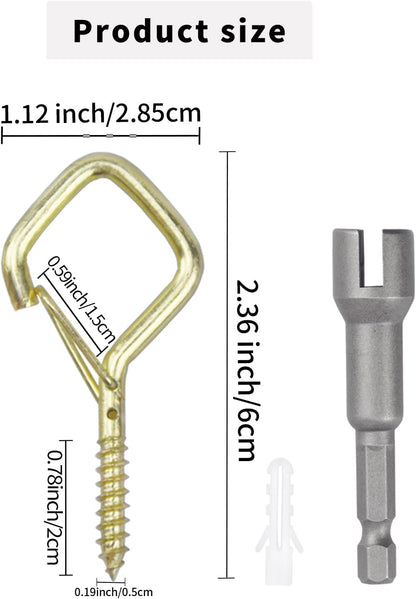 35PCS Eye Screw Hooks for Hanging Heavy Duty with Safety Buckle.Metal Ceiling Hooks for Hanging Plants,Cup,Wind Chime,Bird Feeders,String Lights at Indoor&Outdoor,2.36 Inches Gold