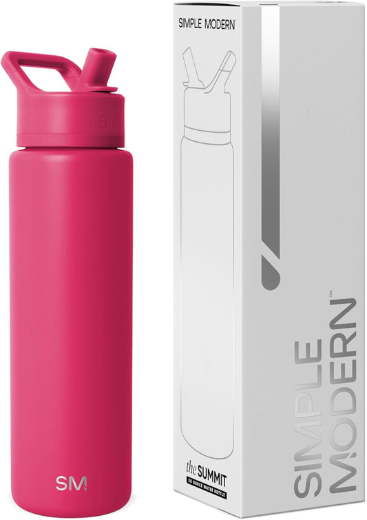 Simple Modern Water Bottle with Straw Lid | Vacuum Insulated Stainless Steel Metal Thermos | Reusable Leak Proof BPA-Free Flask for Sports Gym | Summit Collection | 30oz, Berry Twist