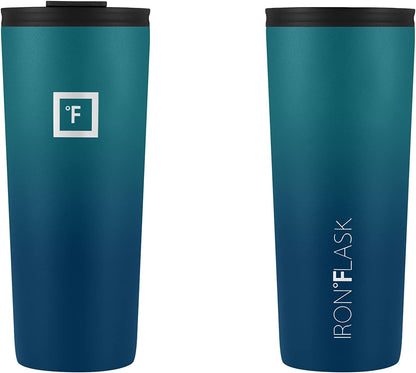 IRON °FLASK Classic Tumbler - Vacuum Insulated Stainless Steel Water Bottle, Double Walled, Drinking Cup, Insulated Travel Mug (Dark Night, 24 oz Solid Lid)