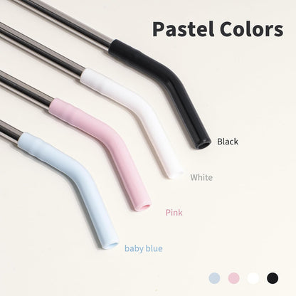 6.7" Short Metal Straw-Reusable Stainless Steel Drink Straws with Silicone Tips and Brush, Fit for 6 7 10 12 oz Small Cups (Colors 2)