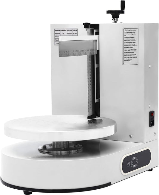 Automatic Cake Decorating Machine, Electronic Cream Coating Spreading Smooth Machine with Graduated Scraper 30-200RPM Rotating Speed,Cake Bread Spreader Machine for 4-12inch Cakes,White