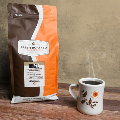 Fresh Roasted Coffee, Brazil Minas Gerais, 5 lb (80 oz), Light Roast, Kosher, Whole Bean