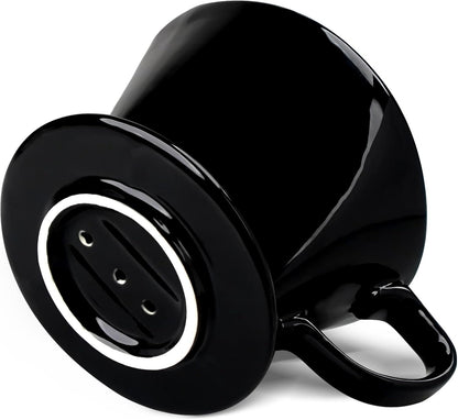 Handmade Pour Over Ceramic Coffee Dripper - Authentic Brewing Experience for Camping, Office, and Home (Black)