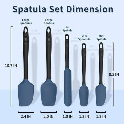 Coukre Silicone Spatula Set of 5,High Temperature Resistant, Food Grade Silicone, Dishwasher Safe, for Baking, Cooking (Dark Blue)